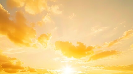 Sunset sky with Orange yellow sunlight clouds in Golden hour Early morning sunrise horizon summer sky Backgrounds : Generative AI