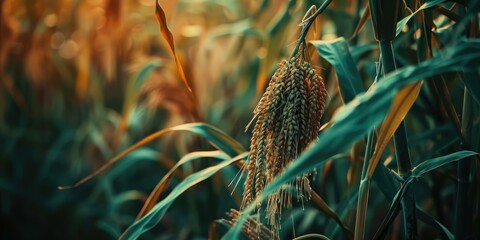 Wall Mural - Tassel from maize cultivated in paddy fields