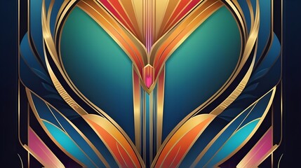 teal and gold art deco abstract background image