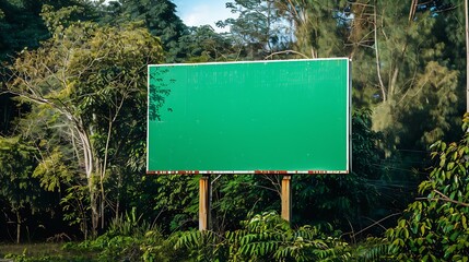 Wall Mural - advertising sign with green background spectacular billboard with chroma key in rural zone in Brazil : Generative AI