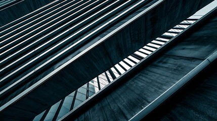 Poster - Pitched roof of a bridge Abstract architecture Minimalism Hitech architectural detail Modern industrial building Material background Triangular structure Geometric pattern of parallel  : Generative AI