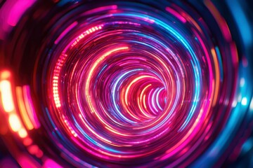 Sticker - Abstract Neon Lights Forming a Swirling Tunnel