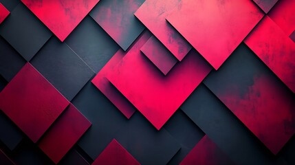 Fototapete - Black pink red modern abstract background Geometric shape Viva magenta Color 2023 Triangles lines stripes Futuristic Gradient Clock business time concept Bright Minimal Web banner : Generative AI