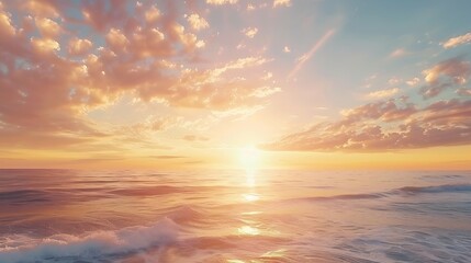 Wall Mural - sunset sky clouds vertical over sea in the evening with colorful orange sunlight reflect on the sea 