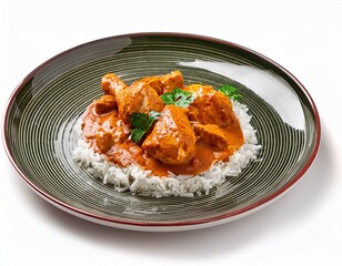 Wall Mural - Makhani chicken on plate isolated on white background