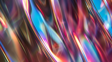 Poster - Abstract wave glass vertical line pattern background Texture of wavy glass illuminated with multicolored light Blurry bright backdrop for banner Soft focus image : Generative AI