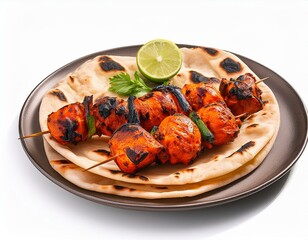 Wall Mural - Tandoori on plate isolated on white background