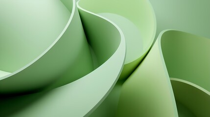 Colored paper curved green 3d abstract background : Generative AI