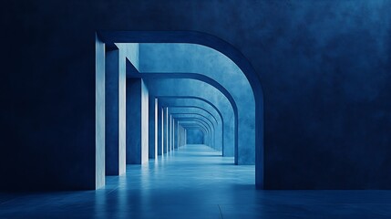 Poster - Blue minimal interior details Ceiling niche architectural background photo : Generative AI