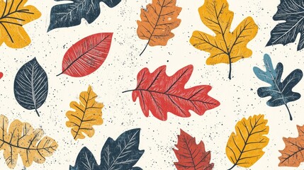 Poster - Collection of intricate autumn leaves ready for coloring featuring various shapes and patterns on a blank background