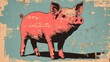 © Seyyar - Retro illustration of a cardboard toy pig symbolizing playful creativity on a blank canvas