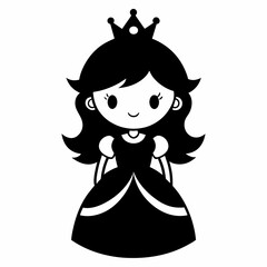 Wall Mural - cute Princess black silhouette vector