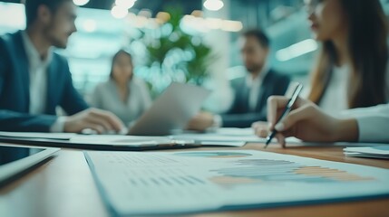 Aufkleber - business group people meeting and discuss plan financial budgets for investments planning new marketing strategies to fight with competitors : Generative AI
