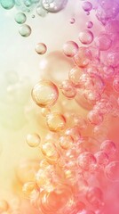 Wall Mural - Colorful soap bubbles floating in pastel background, abstract art concept