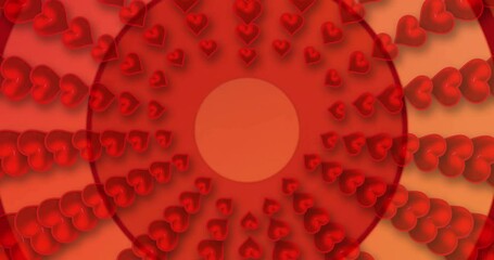 Wall Mural - Animation of red hearts over red stripes spinning