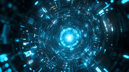 Data tunnel with futuristic tech feel