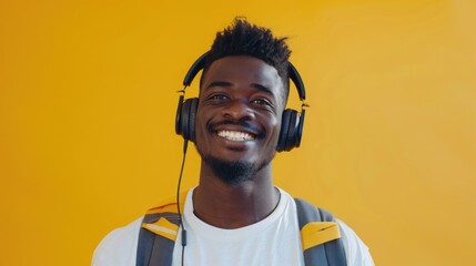 Canvas Print - Smiling Young Man in Headphones