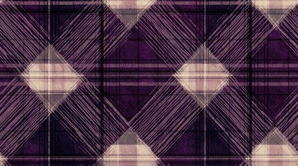 Canvas Print - Dark and light purple checkered plaid tartan pattern Vintage textile print texture