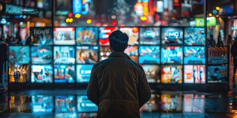 The Digital Matrix: A Person Amidst Multiple Monitors