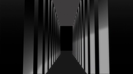 Leinwandbilder - Server room, networking and storage for data for innovation, information sharing and connectivity. Illustration, internet and towers on black background for cybersecurity, AI development and tech