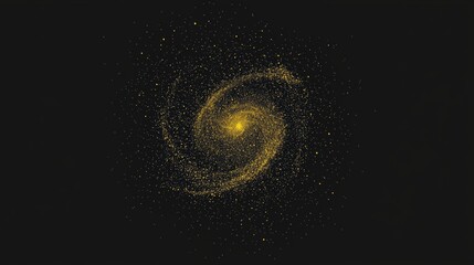 Wall Mural - Yellow particles glow with intensity at the center, creating a stunning galaxy-like formation filled with intricate constellations and cosmic elegance.