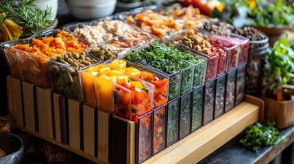 Wall Mural - Colorful display of fresh ingredients for meal preparation.