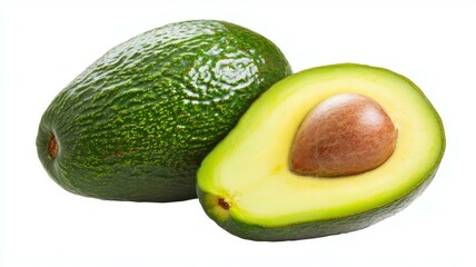 Wall Mural - A green avocado with a brown seed in the middle