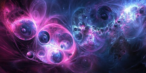 Wall Mural - Abstract fractal design featuring a cosmic and scientific theme rendered in a 3D artistic style