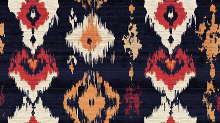 Traditional tribal or modern native ikat pattern featuring a geometric ethnic background suitable for seamless design or wallpaper