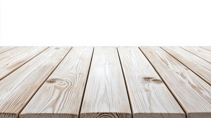 Wall Mural - A wooden table with a white background