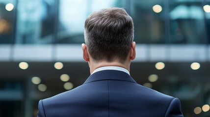 Wall Mural - A man in a suit is looking up at the ceiling