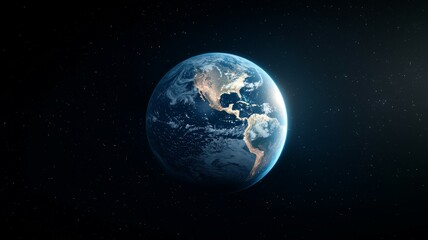 Wall Mural - a large blue and white planet in the middle of a black sky
