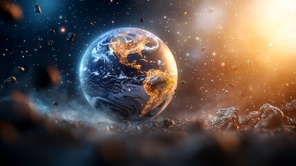 Wall Mural - a planet with a bright orange spot on it