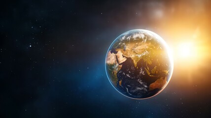 Wall Mural - a close up of the earth with the sun shining on it