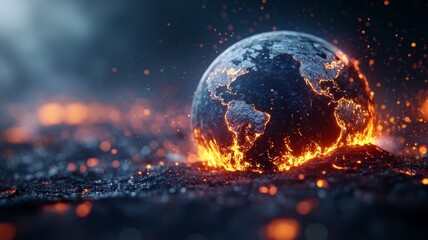 Wall Mural - a planet is on fire and surrounded by a lot of fire