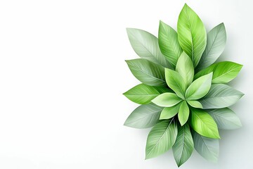 Wall Mural - Symmetrical Green Botanical Watercolor Abstract Arrangement with Clear Light and Sharp Focus