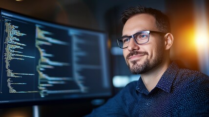 He is enjoying his work or is proud of what he is doing