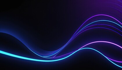 Wall Mural - Dark abstract background with glowing wave. Blue purple wave line light gradient dark background. Abstract technology big data digital background. 3D rendering.586