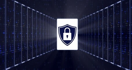 Aufkleber - Digital lock, cybersecurity and circuit board for privacy of data security, software programming and coding safety. Background, cpu and information technology, storage encryption and cloud computing