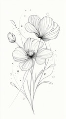 Wall Mural - minimalistic line art flower on a white background