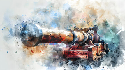 Sticker - Cannon Pirate Watercolor art drawing style