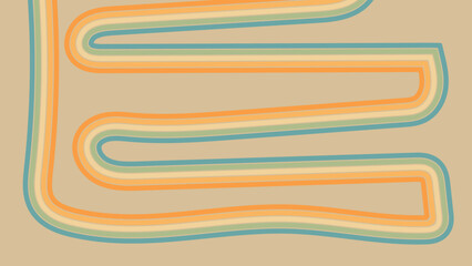 Poster - Abstract background of rainbow groovy Wavy Line design in 1970s Hippie Retro style Good vibes. Vector pattern use for cloth, textile, wrap, cover, poster. abstract stylish 70s era line frame illustrat