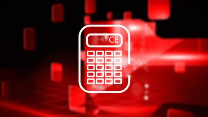 Poster - Animation of calculator icon over red shapes on black background