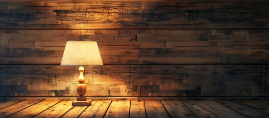 Wall Mural - glowing lamp on a wooden table concept ideas x000d x000d