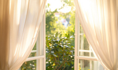 Wall Mural - window with curtains-generative ai