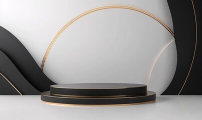 Wall Mural - black friday podium stage minimal design. generative ai
