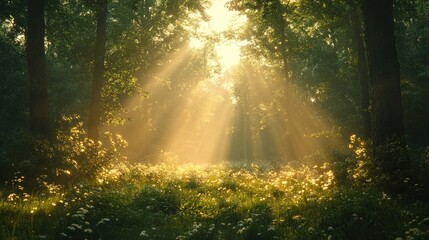 Canvas Print - Sunbeams Through the Forest