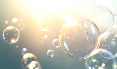 Wall Mural - soap bubbles in the sky-generative ai