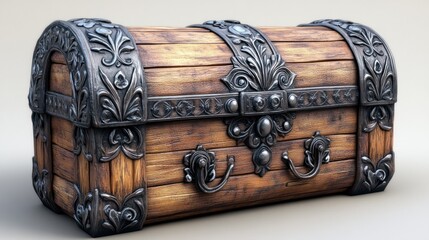 Ornate Wooden Chest with Metal Accents