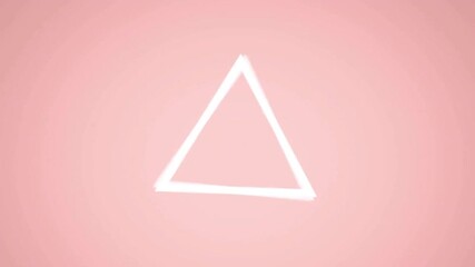 Canvas Print - Animation of white triangles and red specks moving on pink background